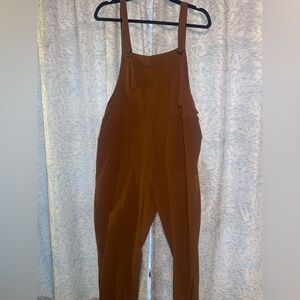Brown linen overalls